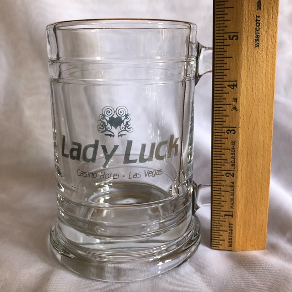 Set of 4 Lady Luck Glass Steins with Gold Rim - Picture 11 of 14